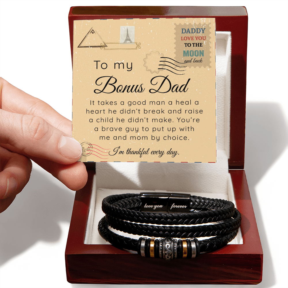 To My Bonus Dad - Love You Forever Bracelet Gift Set