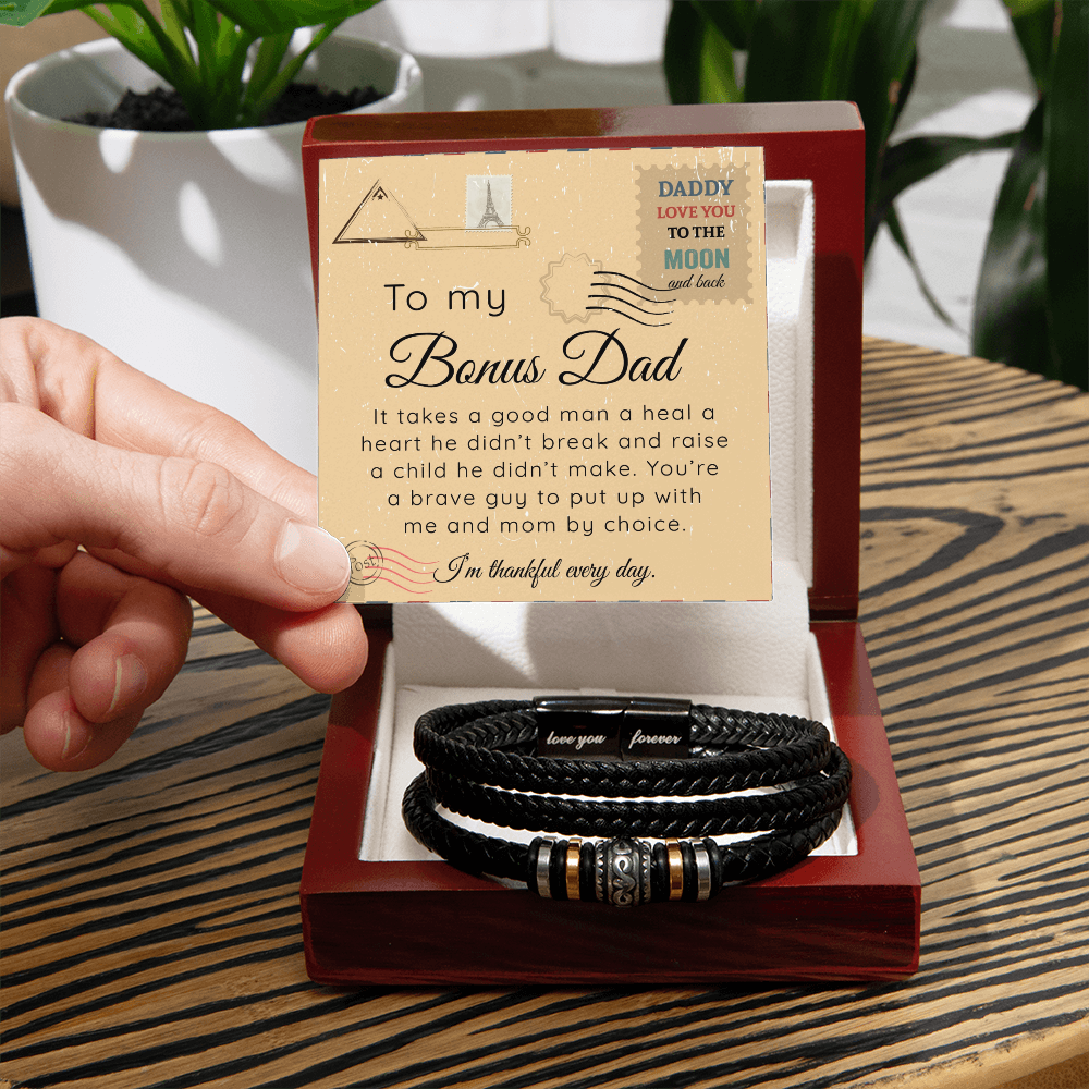 To My Bonus Dad - Love You Forever Bracelet Gift Set