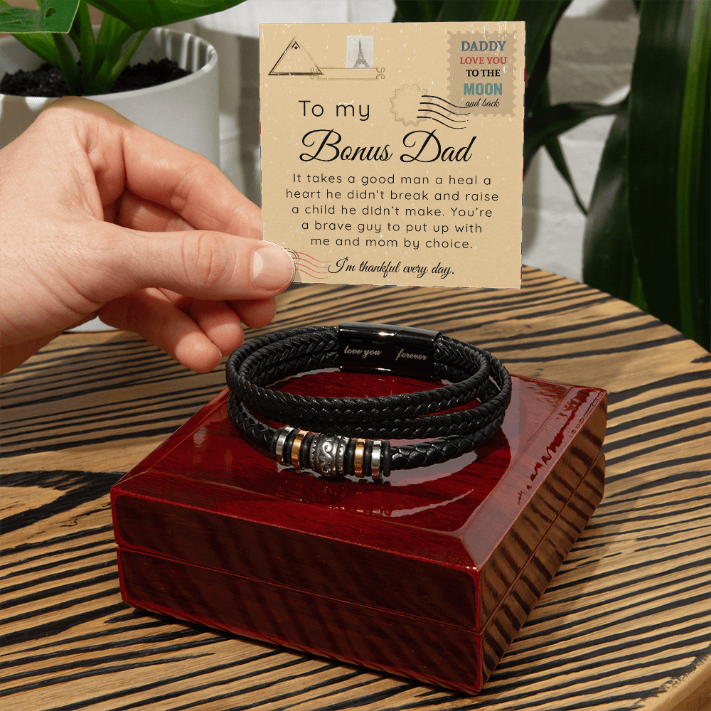 To My Bonus Dad - Love You Forever Bracelet Gift Set