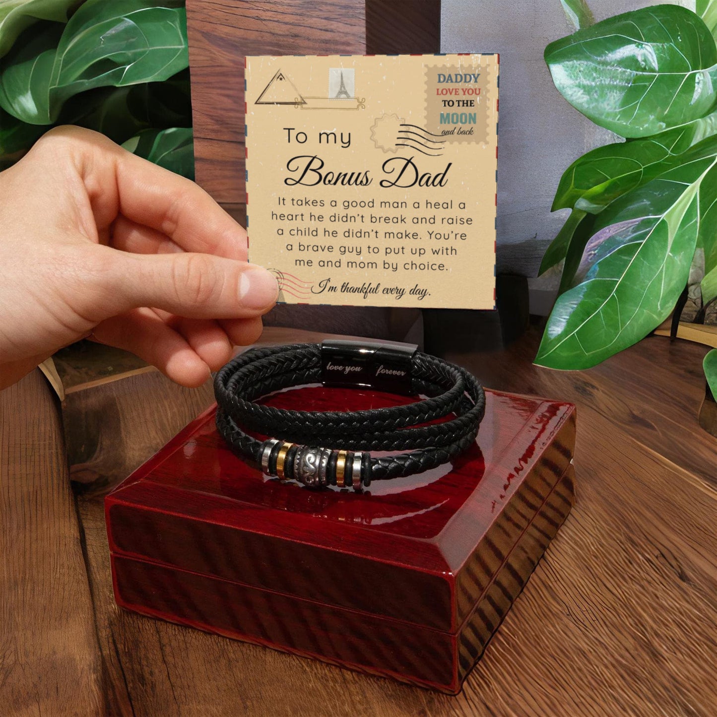 To My Bonus Dad - Love You Forever Bracelet Gift Set