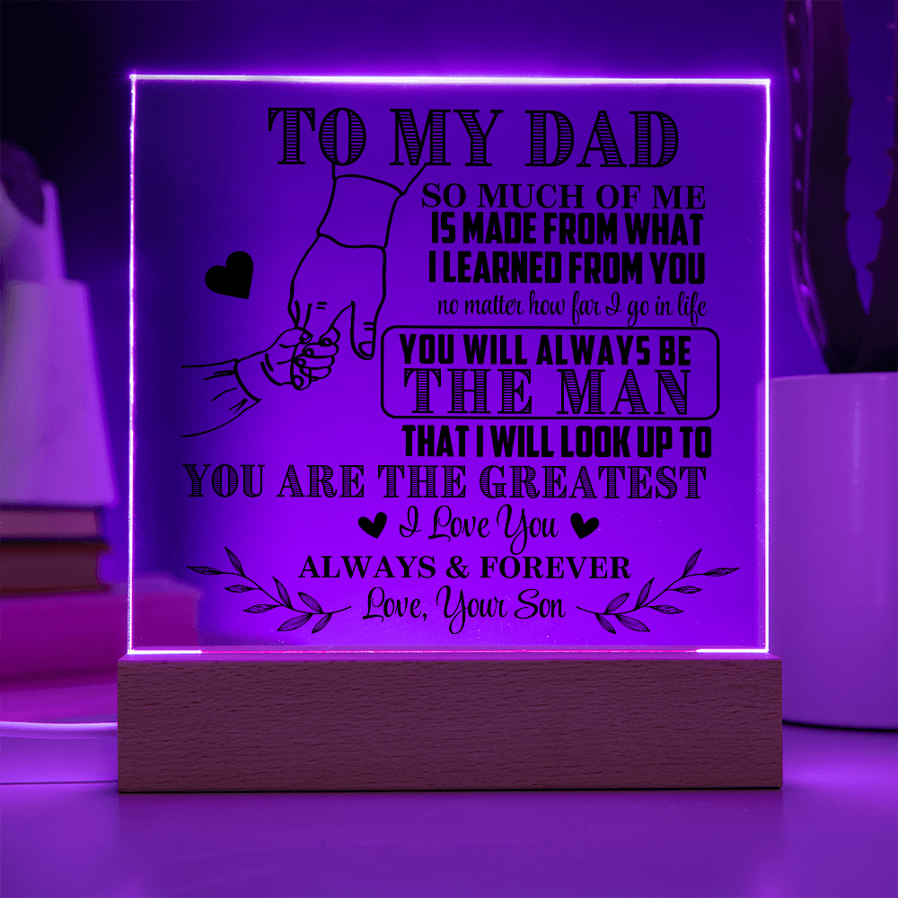To My Dad From Son LED Acrylic Gift Set