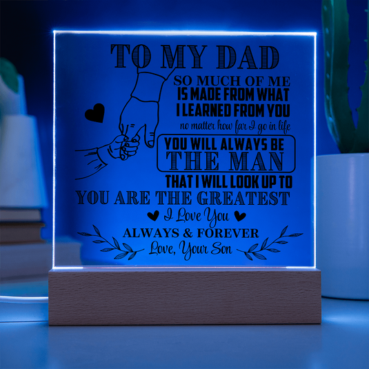 To My Dad From Son LED Acrylic Gift Set - CHARMING FAMILY GIFT LLC 