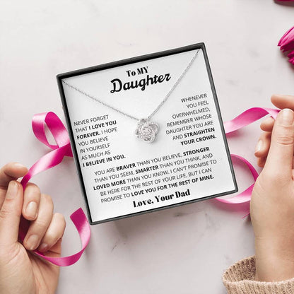 [Almost Sold Out] To My Daughter - Believe In Yourself - Love Knot Necklace - Charming Family Gift