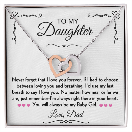 To My Daughter Hearts Necklace From Dad