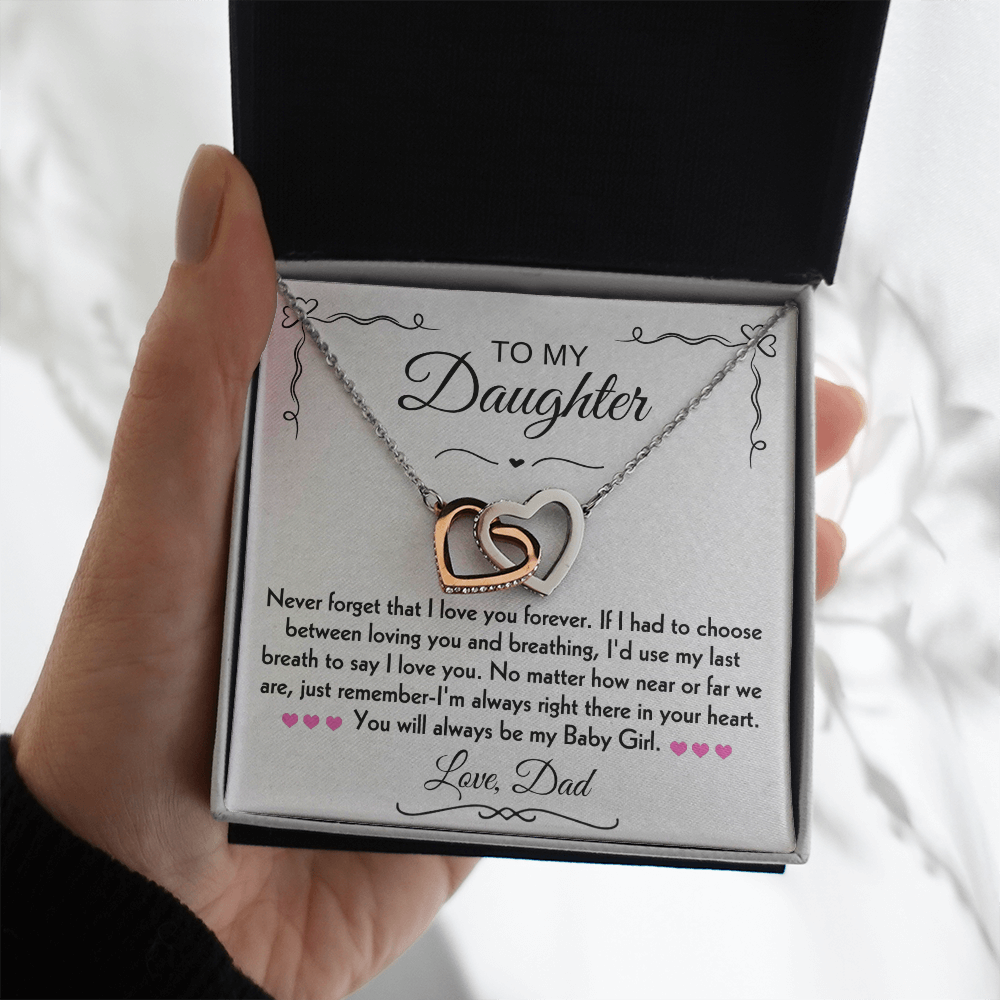 To My Daughter Hearts Necklace From Dad