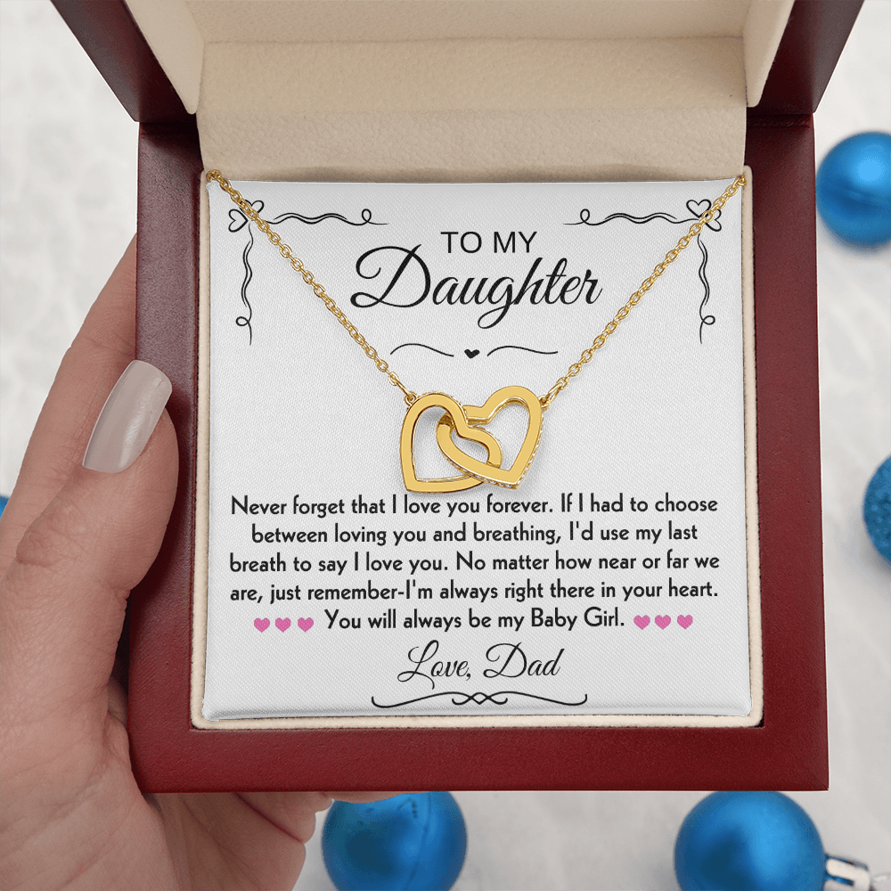 To My Daughter Hearts Necklace From Dad