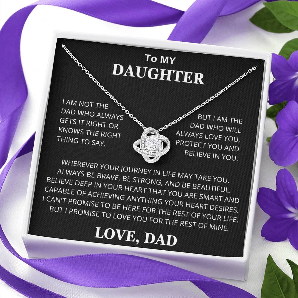 To My Daughter Love You, Protect You and Believe In You Love Knot Necklace