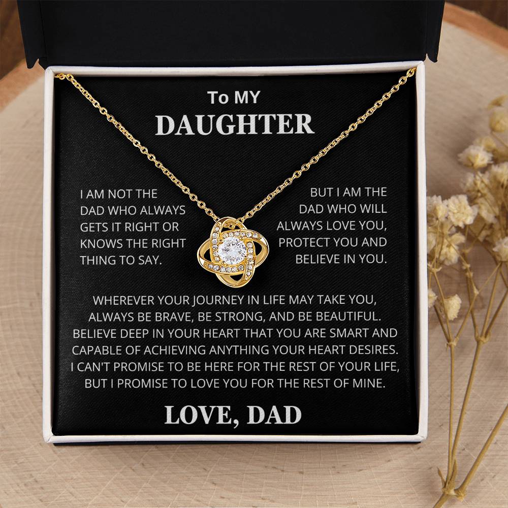 To My Daughter Love You, Protect You and Believe In You Love Knot Necklace