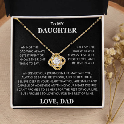 To My Daughter Love You, Protect You and Believe In You Love Knot Necklace
