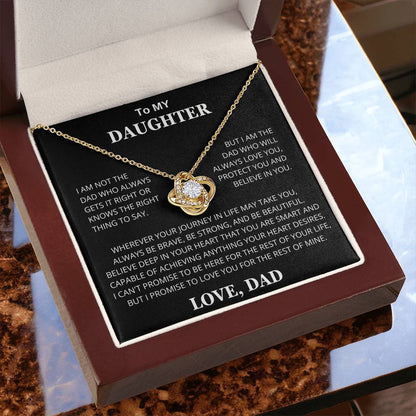 To My Daughter Love You, Protect You and Believe In You Love Knot Necklace