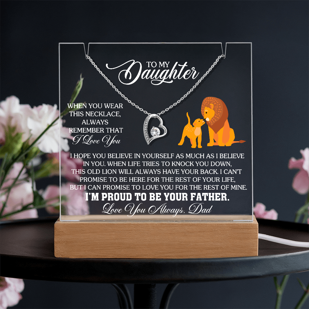 To My Daughter - Love you Always Dad - Keepsake Acrylic & Forever Love Necklace Gift Set