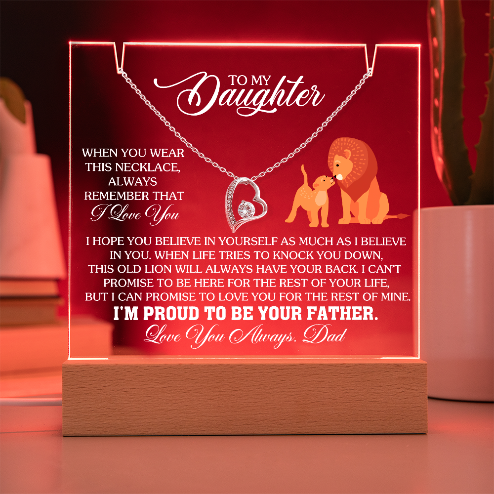 To My Daughter - Love you Always Dad - Keepsake Acrylic & Forever Love Necklace Gift Set
