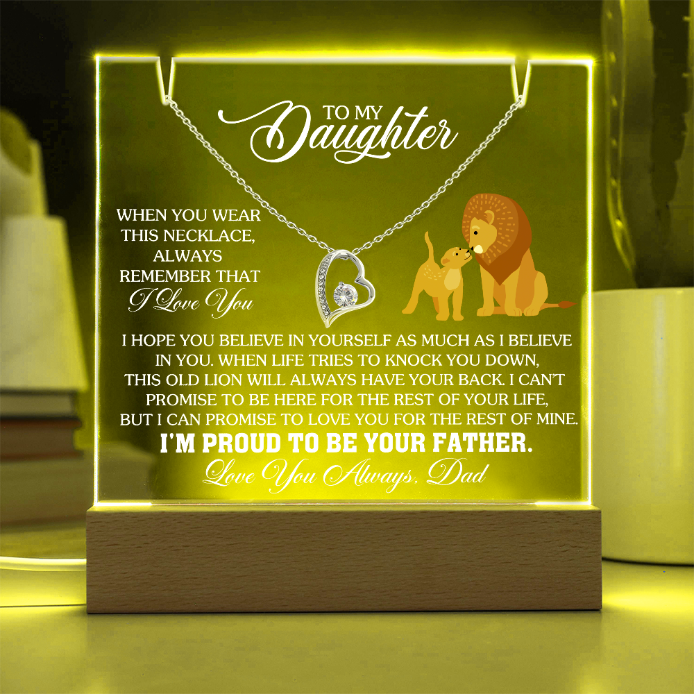 To My Daughter - Love you Always Dad - Keepsake Acrylic & Forever Love Necklace Gift Set