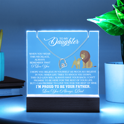 To My Daughter - Love you Always Dad - Keepsake Acrylic & Forever Love Necklace Gift Set