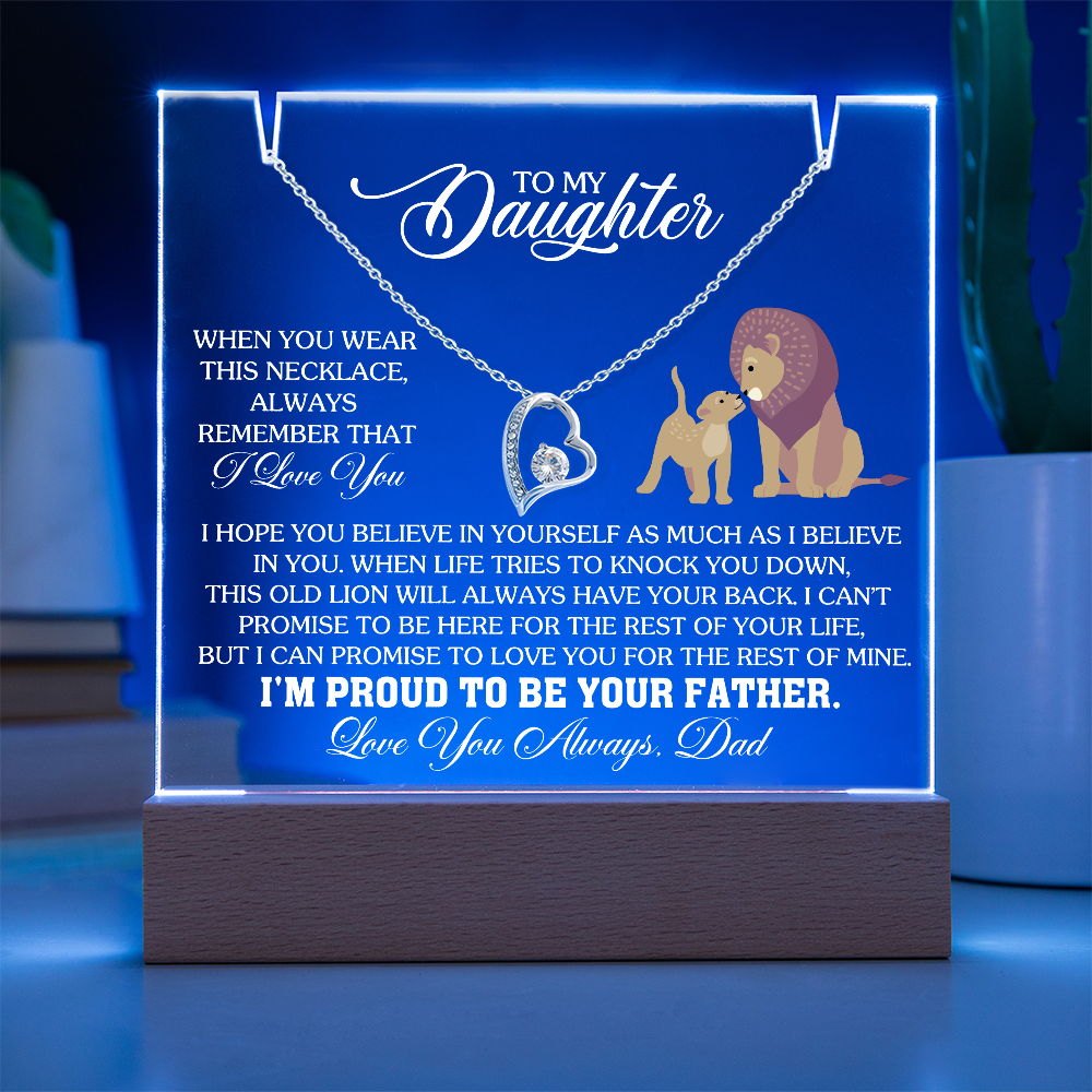 To My Daughter - Love you Always Dad - Keepsake Acrylic & Forever Love Necklace Gift Set