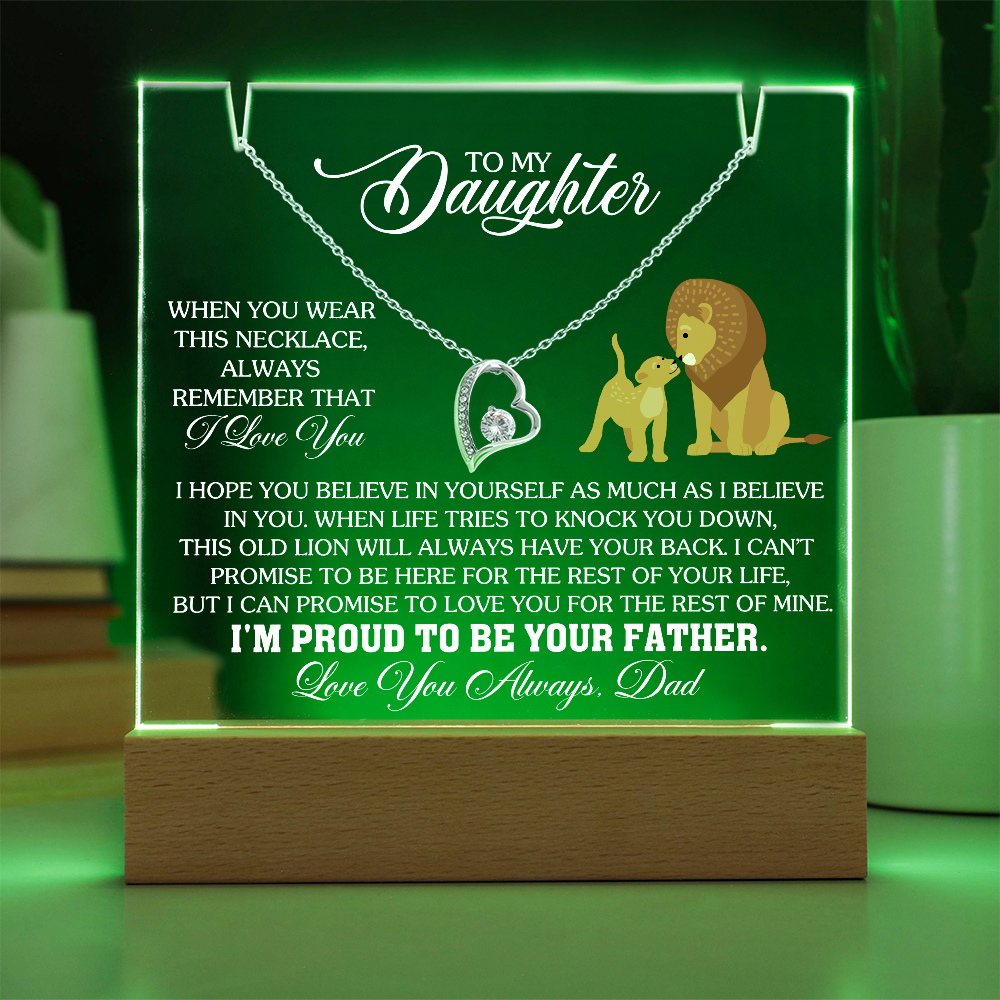 To My Daughter - Love you Always Dad - Keepsake Acrylic & Forever Love Necklace Gift Set