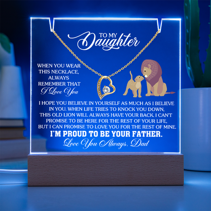 To My Daughter - Love you Always Dad - Keepsake Acrylic & Forever Love Necklace Gift Set
