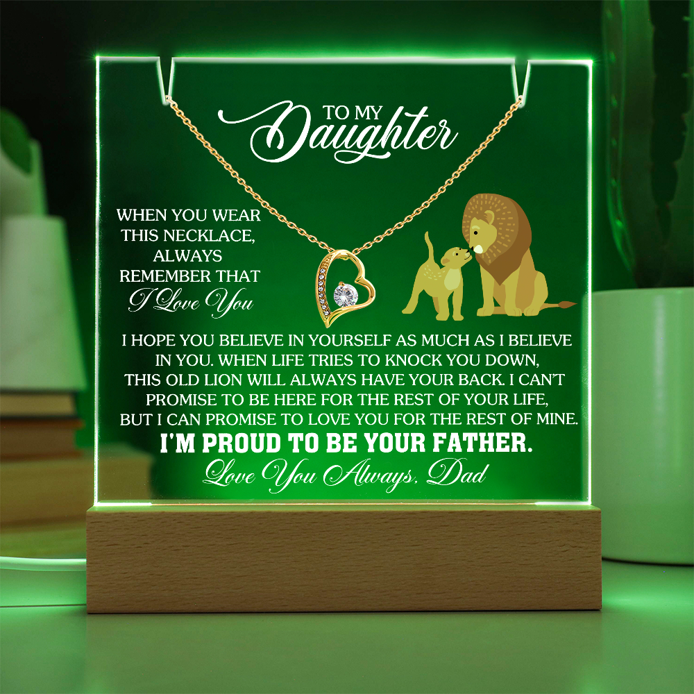 To My Daughter - Love you Always Dad - Keepsake Acrylic & Forever Love Necklace Gift Set