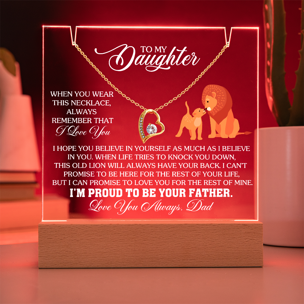 To My Daughter - Love you Always Dad - Keepsake Acrylic & Forever Love Necklace Gift Set