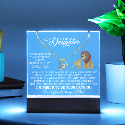To My Daughter - Love you Always Dad - Keepsake Acrylic & Forever Love Necklace Gift Set