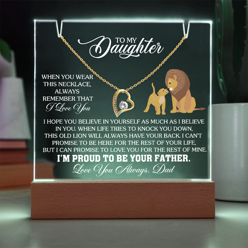 To My Daughter - Love you Always Dad - Keepsake Acrylic & Forever Love Necklace Gift Set