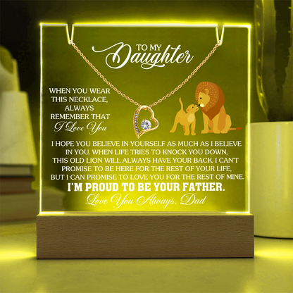 To My Daughter - Love you Always Dad - Keepsake Acrylic & Forever Love Necklace Gift Set