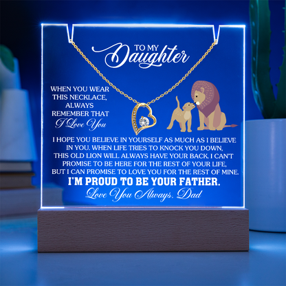 To My Daughter - Love you Always Dad - Keepsake Acrylic & Forever Love Necklace Gift Set