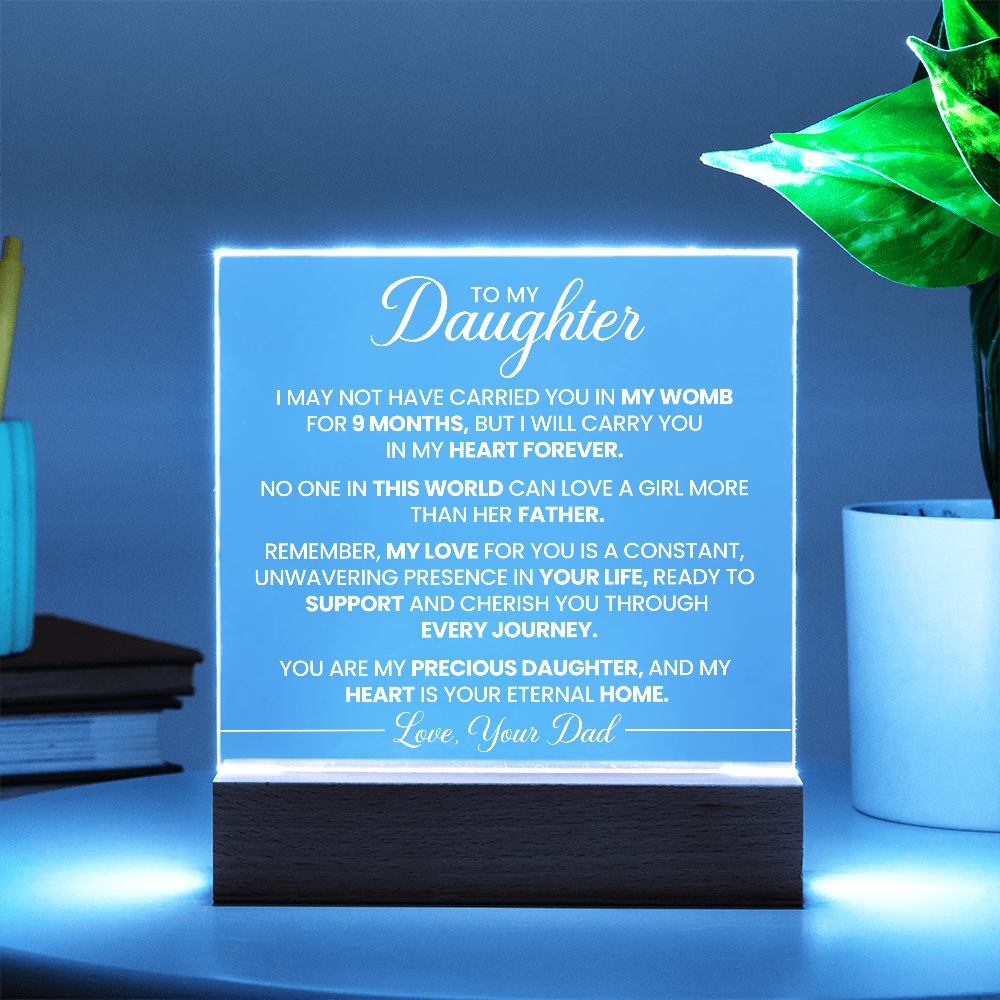 To My Daughter - Love your Dad -  Acrylic Square Plaque Gift Set