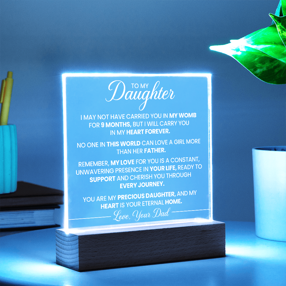 To My Daughter - Love your Dad -  Acrylic Square Plaque Gift Set