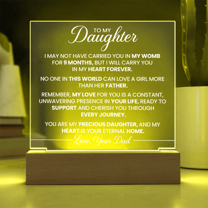 To My Daughter - Love your Dad -  Acrylic Square Plaque Gift Set