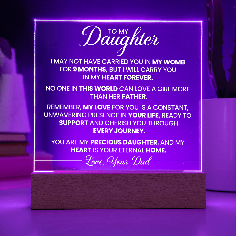To My Daughter - Love your Dad -  Acrylic Square Plaque Gift Set