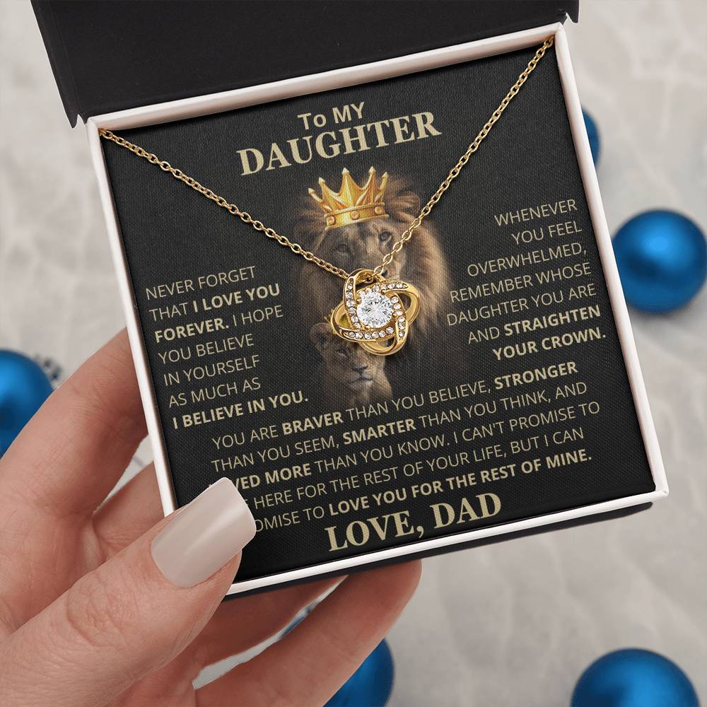 To My Daughter Vesta Knot Necklace - Daughter Gift, Sterling Silver, Cubic Zirconia, Never Forget How Much I Love You | Gift Box
