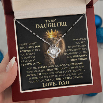 To My Daughter Vesta Knot Necklace - Daughter Gift, Sterling Silver, Cubic Zirconia, Never Forget How Much I Love You | Gift Box