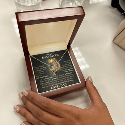 To My Daughter Vesta Knot Necklace - Daughter Gift, Sterling Silver, Cubic Zirconia, Never Forget How Much I Love You | Gift Box