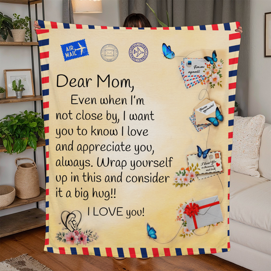 To My Dear Mom -  Jersey Fleece Blanket 50" x 60" Perfect Gift for Mother's Day