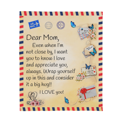 To My Dear Mom -  Jersey Fleece Blanket 50" x 60" Perfect Gift for Mother's Day