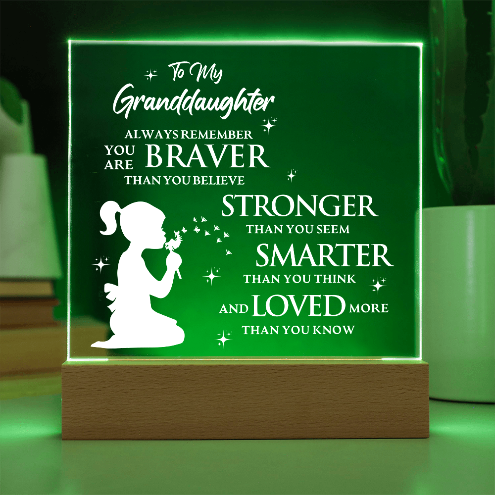 To My Granddaughter - Acrylic Square LED Plaque Gift Set