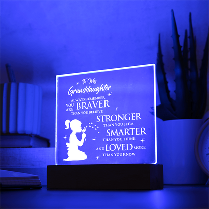 To My Granddaughter - Acrylic Square LED Plaque Gift Set