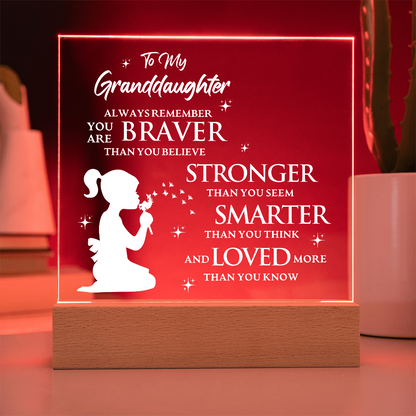 To My Granddaughter - Acrylic Square LED Plaque Gift Set