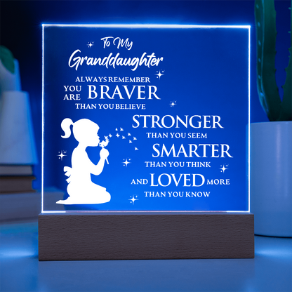 To My Granddaughter - Acrylic Square LED Plaque Gift Set