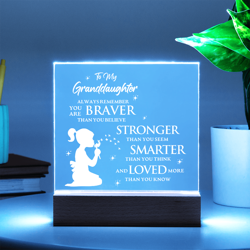 To My Granddaughter - Acrylic Square LED Plaque Gift Set