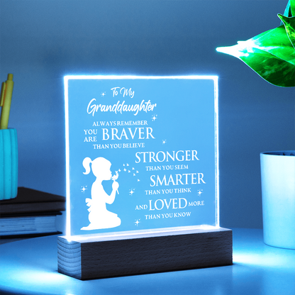 To My Granddaughter - Acrylic Square LED Plaque Gift Set
