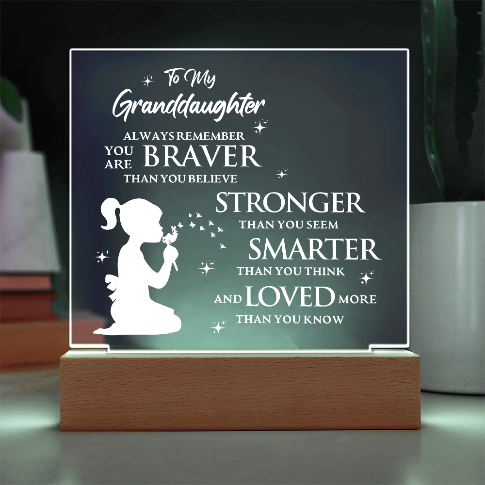 To My Granddaughter - Acrylic Square LED Plaque Gift Set