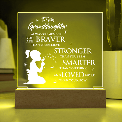 To My Granddaughter - Acrylic Square LED Plaque Gift Set