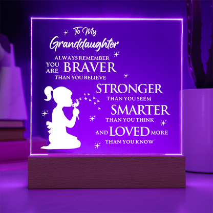 To My Granddaughter - Acrylic Square LED Plaque Gift Set