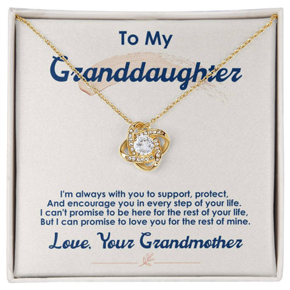 To My Granddaughter, I Love You For The Rest Of My Life - Love Knot Necklace