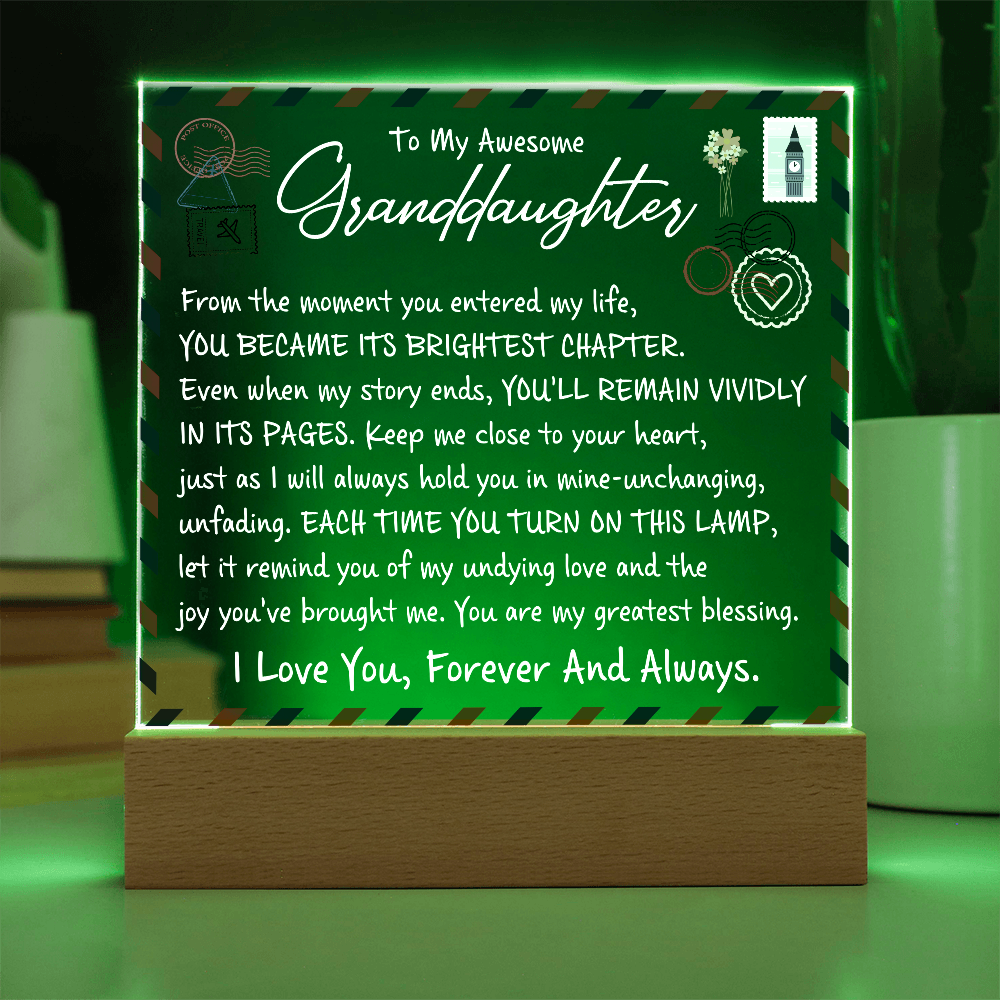 To My Granddaughter -  I Love you forever and Always - Acrylic Square Plaque Gift