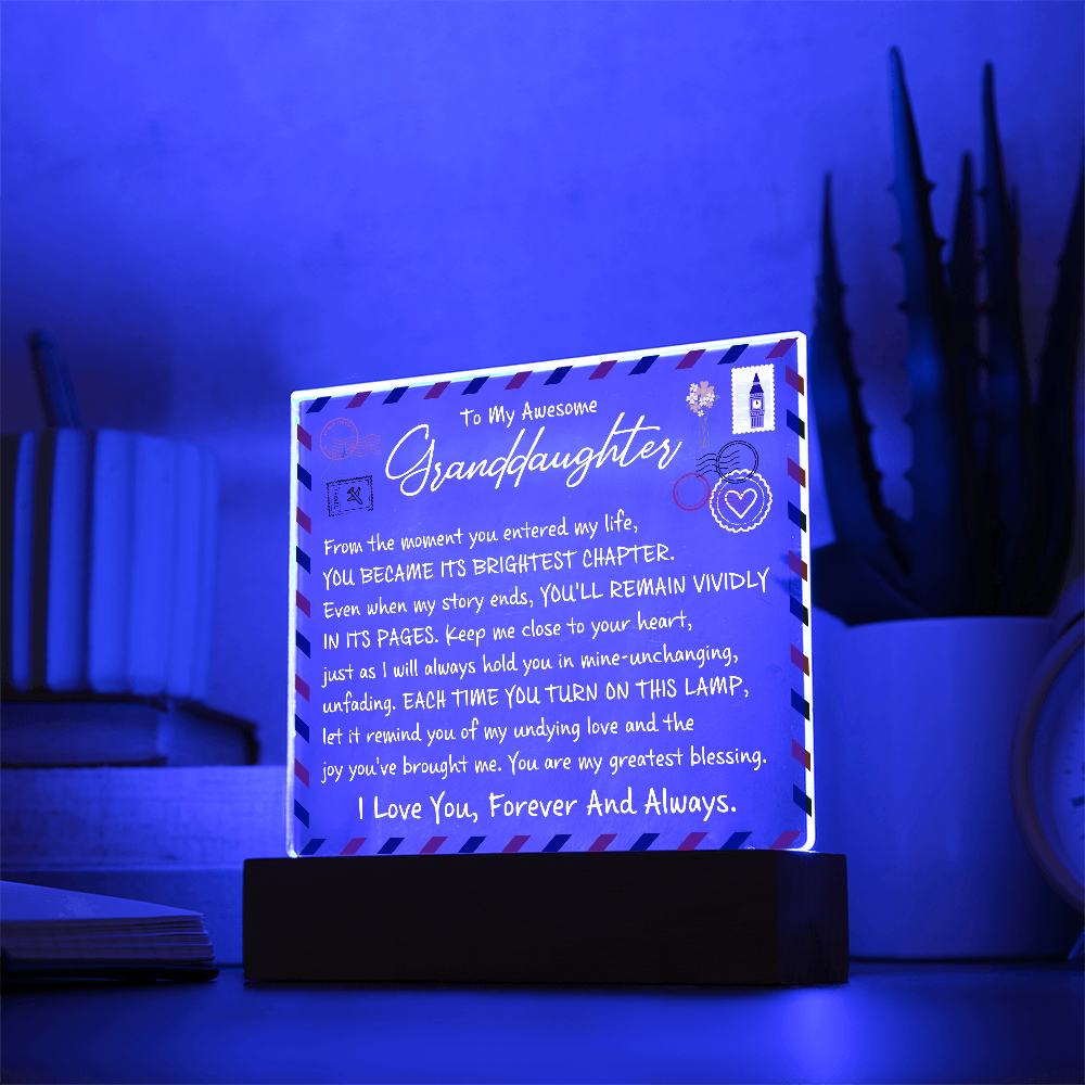 To My Granddaughter -  I Love you forever and Always - Acrylic Square Plaque Gift