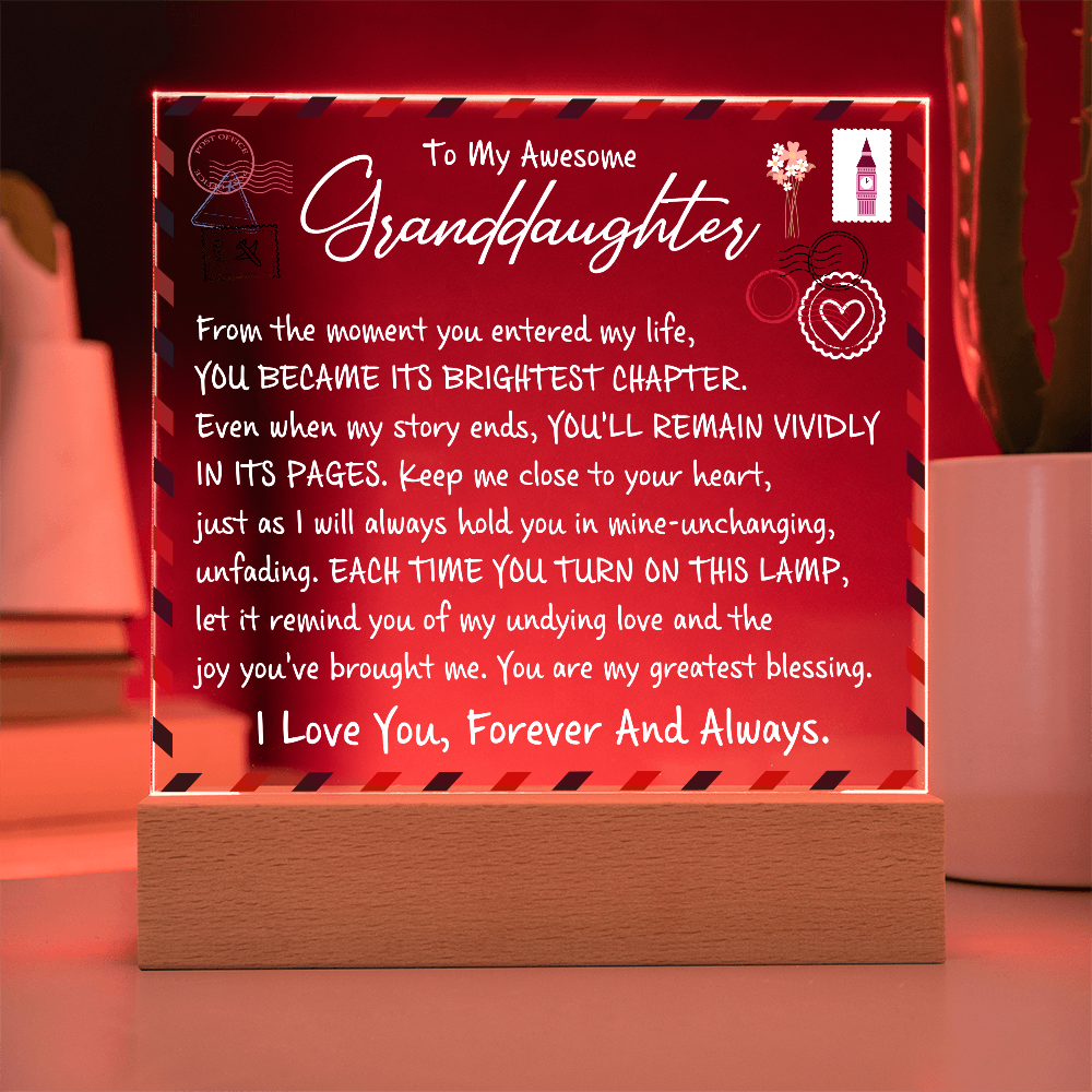 To My Granddaughter -  I Love you forever and Always - Acrylic Square Plaque Gift