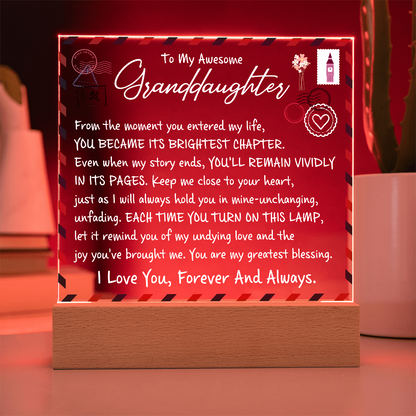 To My Granddaughter -  I Love you forever and Always - Acrylic Square Plaque Gift